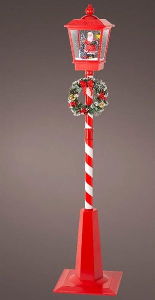 LANTERNA BABBO NATALE LED IN PLASTICA CM.40X40X180H C/TRASF.