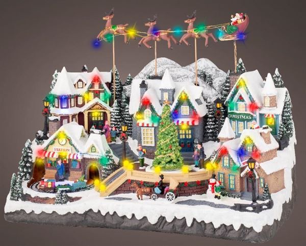 VILLAGGIO LED MOVIM. E SUONO CM.32,5X55X37H C/TRASF.