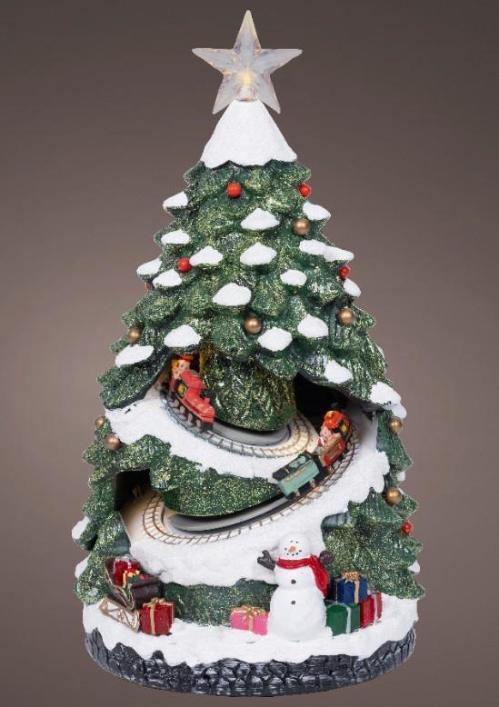 ALBERO CON TRENO LED L.CALDO CLASSICO CM.21,5X20X38H BATTERI