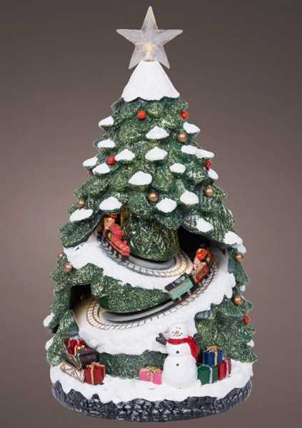 ALBERO CON TRENO LED L.CALDO CLASSICO CM.21,5X20X38H BATTERI