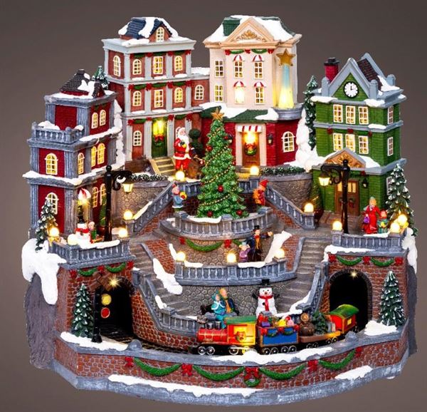 VILLAGGIO LED MOVIM. E SUONO CM.41X46X37,5H C/TRASFORMATORE