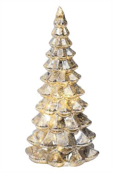 ALBERO VETRO MICRO LED L.CALDA CM.D10X21H SILVER BATTERIA