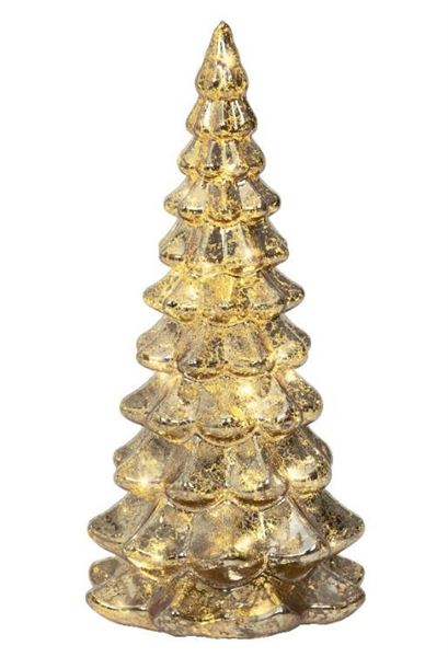 ALBERO VETRO MICRO LED L.CALDA CM.D10X21H GOLD BATTERIA