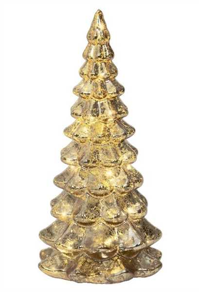 ALBERO VETRO MICRO LED L.CALDA CM.D10X21H GOLD BATTERIA