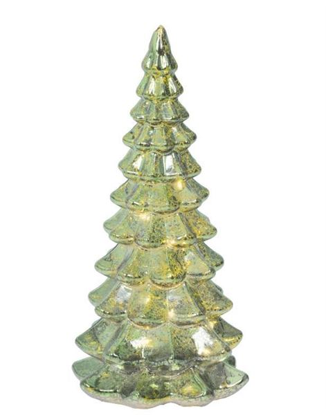 ALBERO VETRO MICRO LED L.CALDA CM.D10X21H GREEN BATTERIA