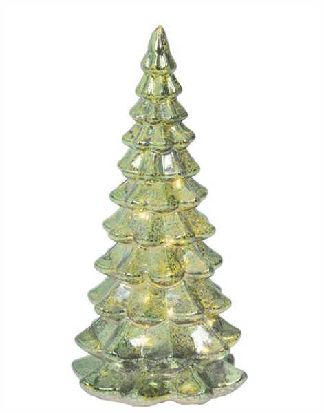 ALBERO VETRO MICRO LED L.CALDA CM.D10X21H GREEN BATTERIA