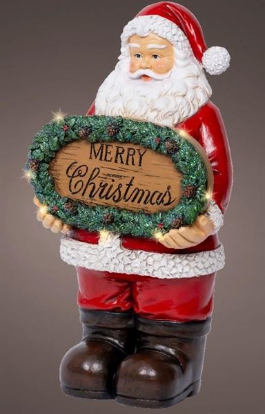 BABBO NATALE POLIRES. MICRO LED L.CALDA CM.12X16X30H BATTERI