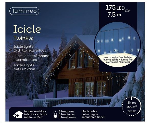 TENDA LUMINOSA 175LED LUCE CALDA+FREDDA MT7,5 FILO NERO IP44