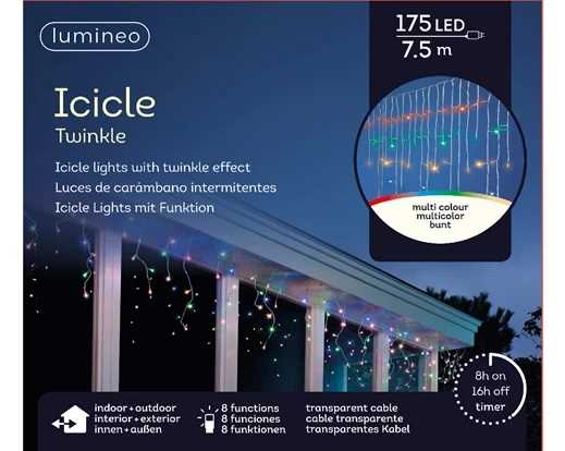 TENDA LUMINOSA 175LED LUCE MULTICOLOR MT7,5 FILO TRASP. IP44