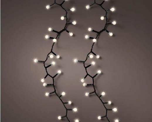 CATENA 500LED C/CAPS L.CALDA 11MT FILO NERO TIMER+8FUNZ IP44
