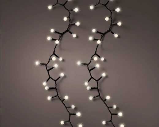 CATENA 500LED C/CAPS L.CALDA 11MT FILO NERO TIMER+8FUNZ IP44