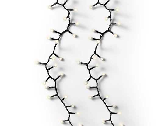 CATENA 500LED C/CAPS L.CALDA 11MT FILO NERO TIMER+8FUNZ IP44