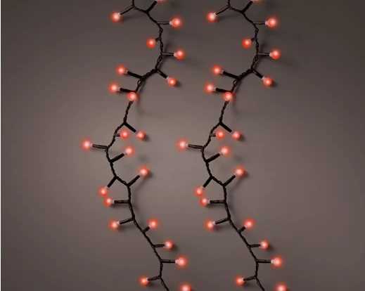 CATENA 500LED C/CAPS L.ROSSA 11MT FILO NERO IP44 8FUNZIONI