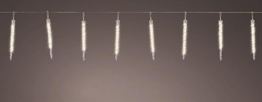SET 8 GHIACCIOLI 192LED EFFETTO NEVE CM.280 C/TRASP. C/TIMER