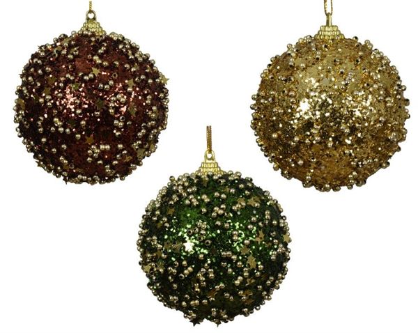 PALLINA NATALE PLASTICA PERLINE DIA8CM 3 COLORI ASSORTITI