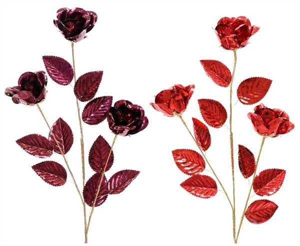RAMO FIORI E FOGLIE METALLIC CM.68H 2 COLORI ASSORTITI