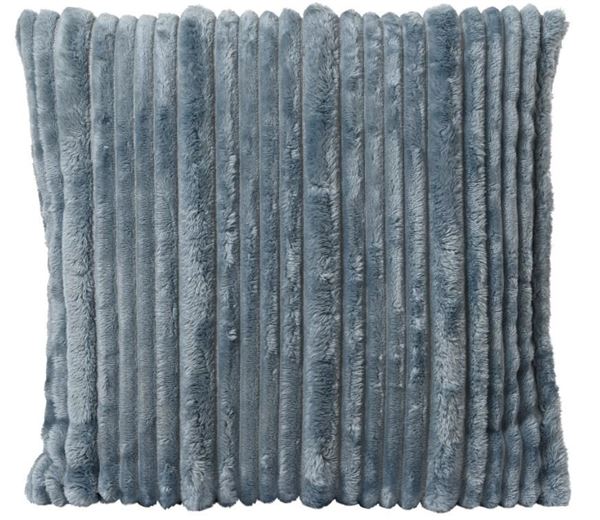 CUSCINO QUADRATO PELLICCIA A RIGHE  CM.45X45 BLUE