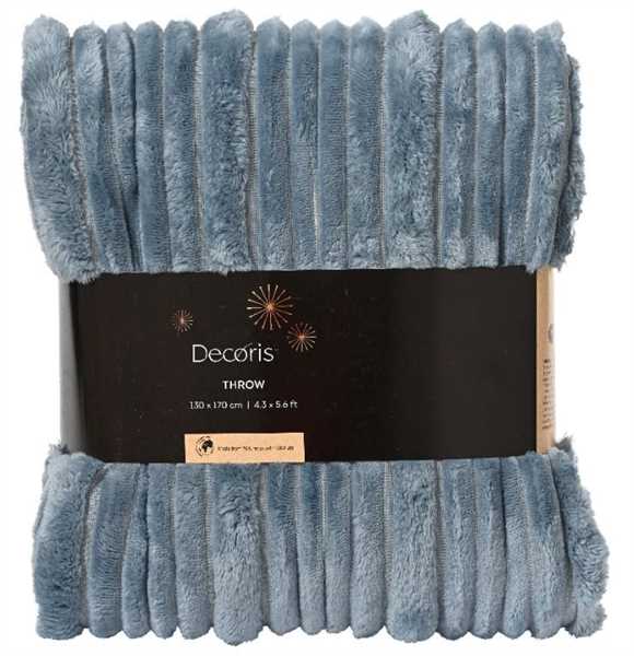 COPERTA PELLICCIA A RIGHE CM.170X130 BLUE