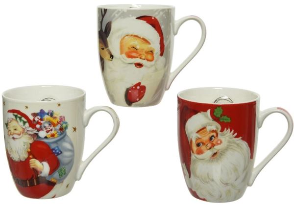 TAZZA MUG PORCELLANA BABBO NATALE CM.Ø8X10H 3 MOD.ASS.