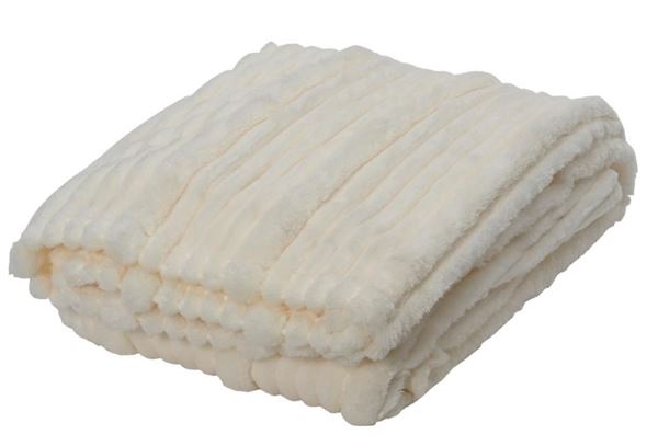 COPERTA PELLICCIA SINTETICA RIGHE CM.170X130 WHITE