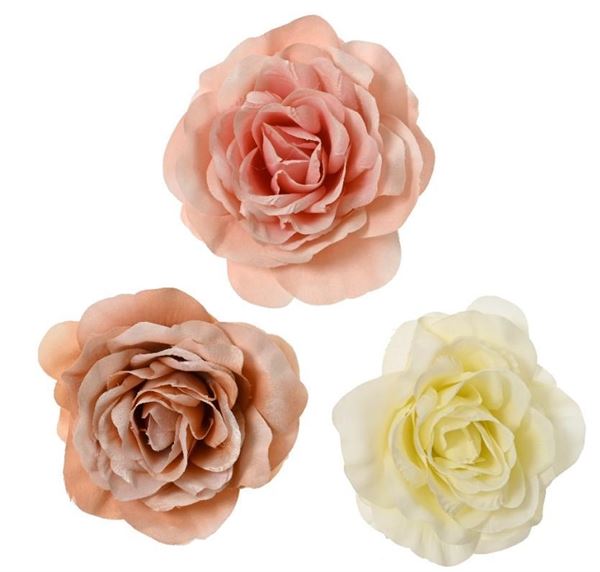 ROSA CLIP CON GLITTER CM.Ø14X8,5H 3 COL. ASS.