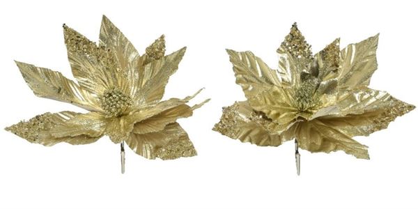 FIORE CLIP CON GLITTER CM.Ø30X5H LIGHT GOLD 2 MOD. ASS.