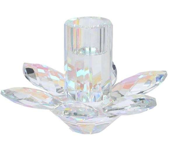 PORTACANDELA PETALI CRISTALLI VETRO CM.D13X8H TRASPARENTE