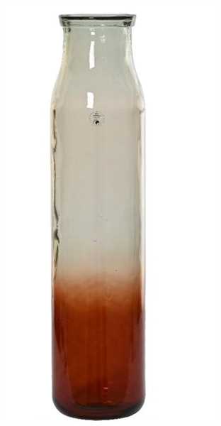 VASO VETRO RICICLATO SFUMATO CM.D18X76H TRASPARENT/BROWN