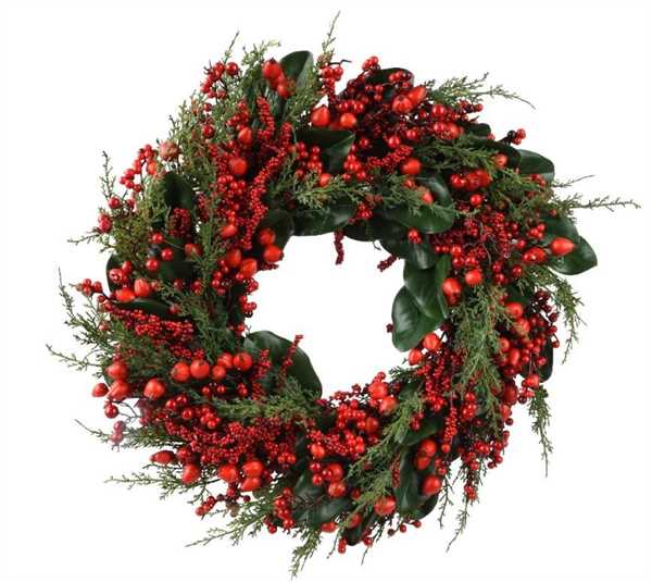 GHIRLANDA BACCHE ROSSE GRANDI INDOOR CM.Ø60X14H GREEN/RED