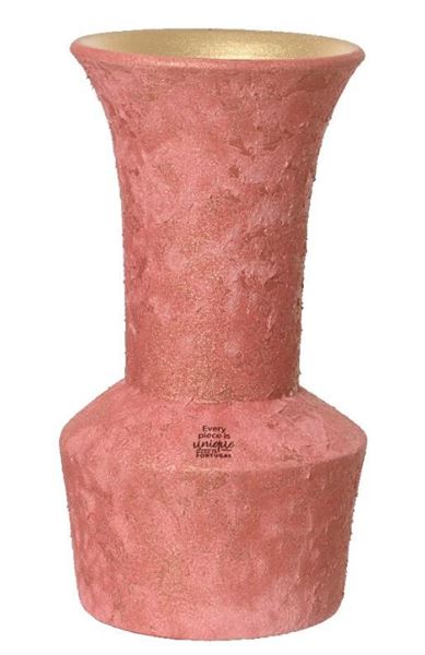 VASO TERRACOTTA OPACO GLITTER ORO CM.16X30H ROSA