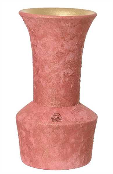 VASO TERRACOTTA OPACO GLITTER ORO CM.16X30H ROSA