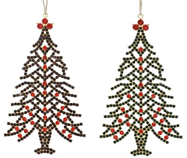 PENDENTE ALBERO ACCIAIO CON STRASS CM.10X17H 2 COL. ASS.