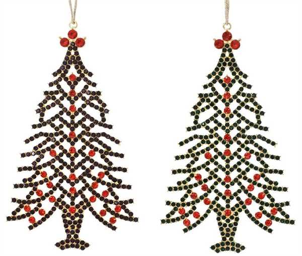 PENDENTE ALBERO ACCIAIO CON STRASS CM.10X17H 2 COL. ASS.
