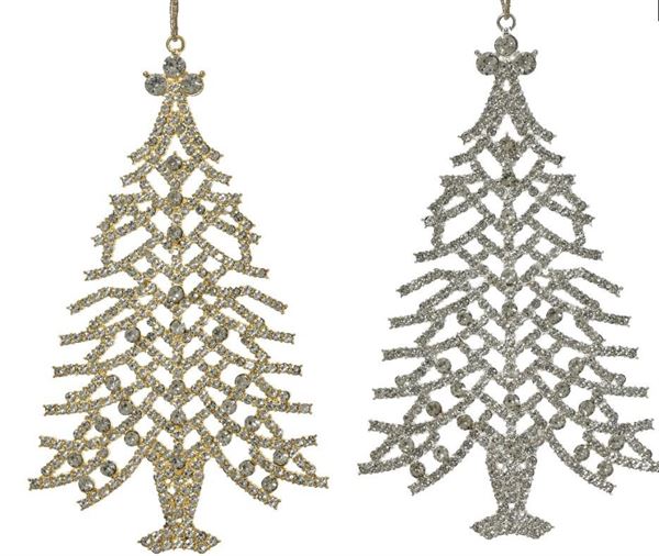 PENDENTE ALBERO NATALE ACCIAIO CM.10X17H 2 COL. ASS.