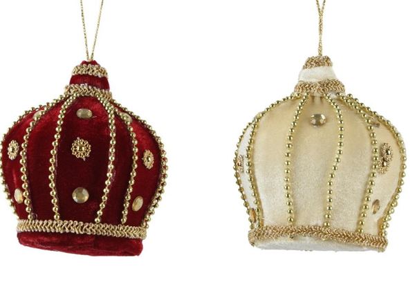 PENDENTE CORONA VELLUTO CM.8X10H 2 COLORI ASSORTITI