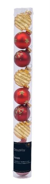 CONFEZIONE 9 PALLINE NATALE VETRO DIA3CM RED/GOLD