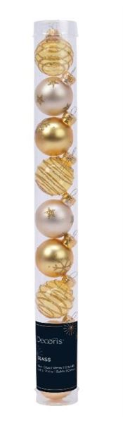 CONFEZIONE 9 PALLINE NATALE VETRO DIA3CM GOLD/PEARL