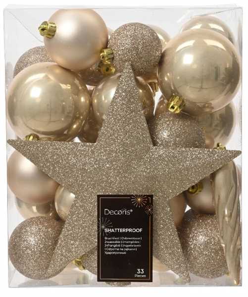 CONFEZIONE 33 PALLINE NATALE PLASTICA DIA8CM PEARL