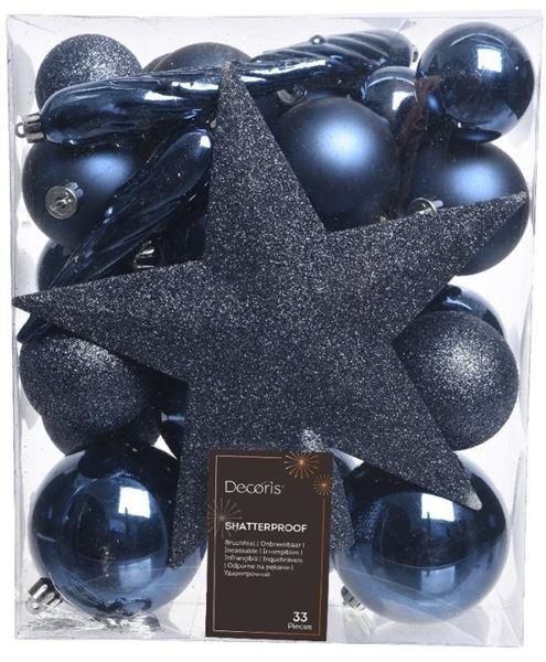 CONFEZIONE 33 PALLINE NATALE PLASTICA DIA8CM NIGHT BLUE