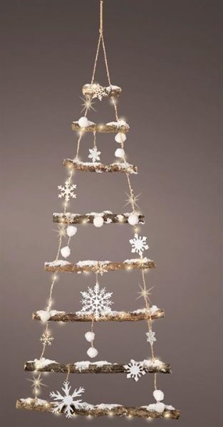 ALBERO IN LEGNO 90LED A BATTERIA LUCE CALDA CM.45X100H