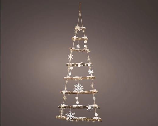 ALBERO IN LEGNO 90LED A BATTERIA LUCE CALDA CM.45X100H
