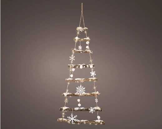 ALBERO IN LEGNO 90LED A BATTERIA LUCE CALDA CM.45X100H