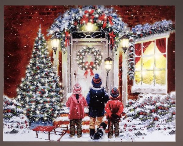 QUADRO SCENA NATALIZIA CON LED L.CALDA CM.48X38H A BATTERIA