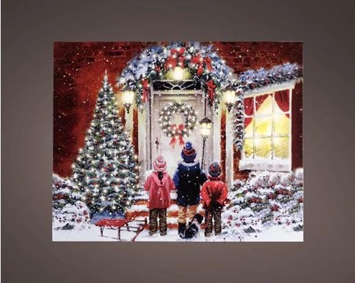 QUADRO SCENA NATALIZIA CON LED L.CALDA CM.48X38H A BATTERIA