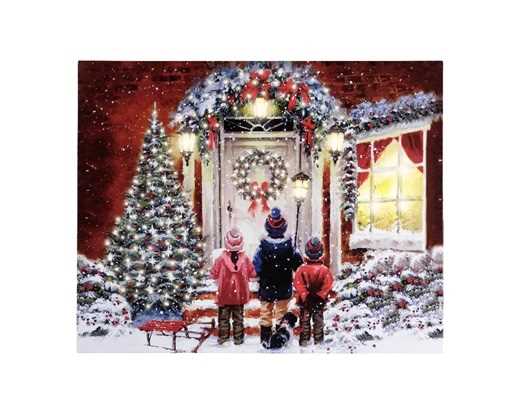 QUADRO SCENA NATALIZIA CON LED L.CALDA CM.48X38H A BATTERIA