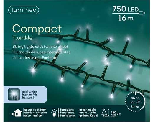 CATENA LUCE FREDDA 750LED COMPACT 16M FILO VERDE IP44 T+8FUN