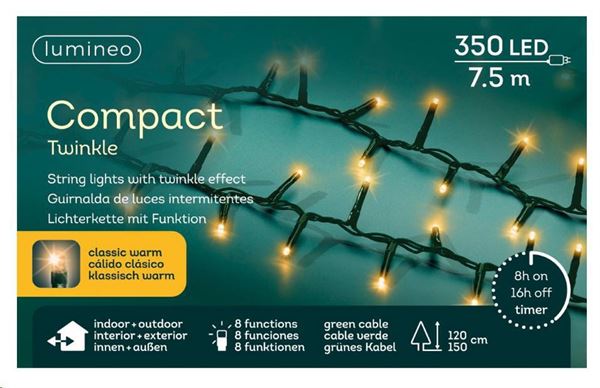 CATENA LUCE C.CLASSICO 350LED MT.7,5 FILO VERDE IP44 TIMER