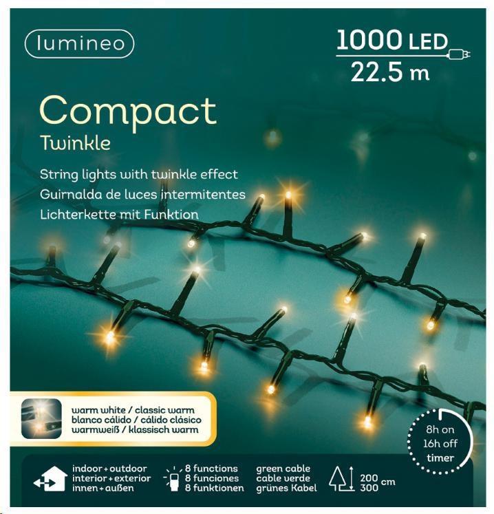 1000 LED COMPACT WARM+CLASSIC 22,5M 8F TWINKLE OUTDOOR GREEN