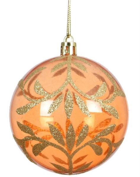 PALLINA NATALE PLASTICA GLITTER ORO DIA8CM WARM ORANGE