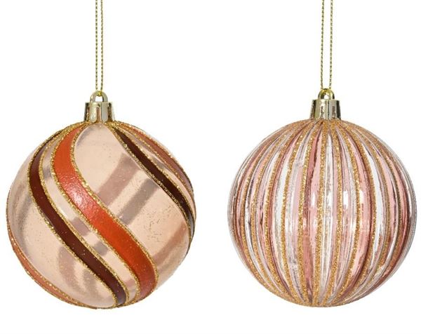 PALLINA NATALE PLASTICA DIA8CM TRANSPARENT ROSE